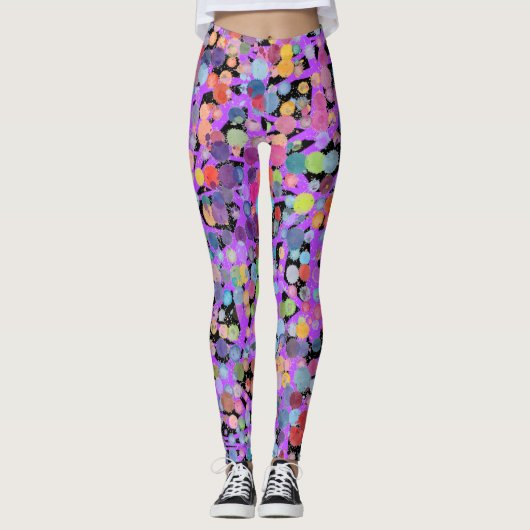 Yoga-Leggings mit schwarzer Violette und Wasserfar Leggings (Vorderseite)