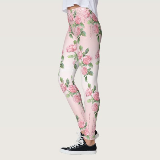 Yoga Leggings Rosen und Glitzer (Links)