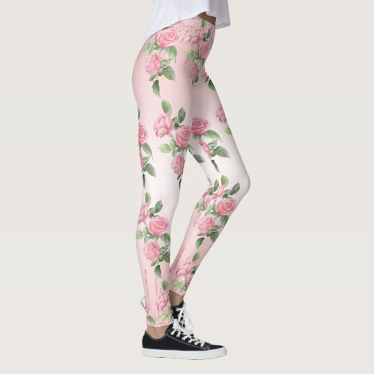 Yoga Leggings Rosen und Glitzer (Rechts)