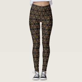 Yoga Leggings Schwarz und Beige Geometrisches Must