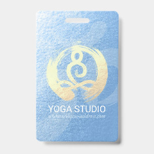 Yoga-Lehrer Blau & Gold Meditationspose ZEN OM Ausweis
