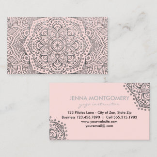 Yoga-Lehrer Boho | rosa silberne Mandala elegant Visitenkarte