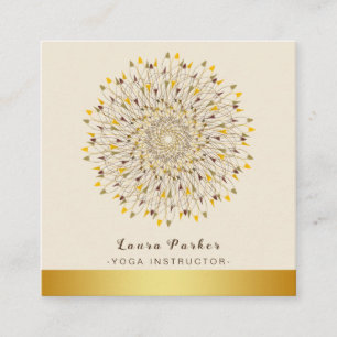 Yoga-Lehrer Classic Mandala Lotus Floral Gold Quadratische Visitenkarte
