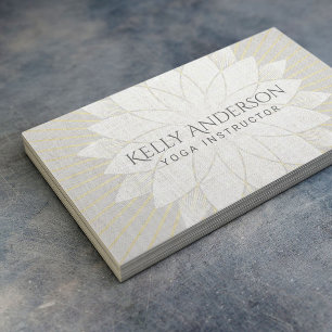 Yoga-Lehrer elegantes weißes Lotus mit Blumen Visitenkarte