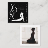 Yoga-Lehrer für moderne Schwarz-weiße geometrische Quadratische Visitenkarte (Vorne/Hinten)