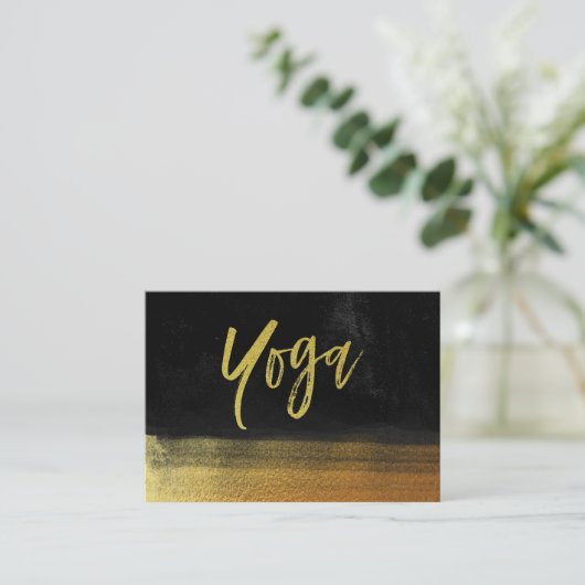 *~* Yoga Lehrer Gold & Black Modern Visitenkarte (Stehend Vorderseite)