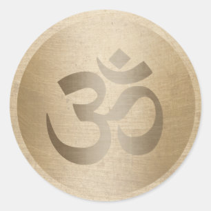 Yoga-Lehrer Gold Circle Om Symbol Runder Aufkleber