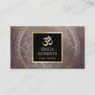 Yoga Lehrer Gold Om Symbol Vintag Mandala Visitenkarte