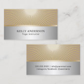 Yoga-Lehrer-Gold Rays modernes Silber Visitenkarte (Vorne/Hinten)