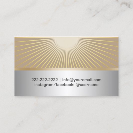 Yoga-Lehrer-Gold Rays modernes Silber Visitenkarte (Rückseite)