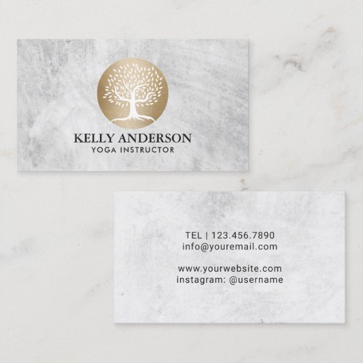 Yoga-Lehrer-Goldbaum-Logo Pilates Visitenkarte (Vorne/Hinten)