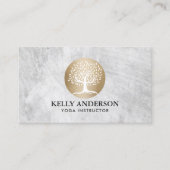 Yoga-Lehrer-Goldbaum-Logo Pilates Visitenkarte (Vorderseite)