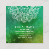 Yoga-Lehrer-Grün-Aquarell-Mandala Quadratische Visitenkarte (Rückseite)