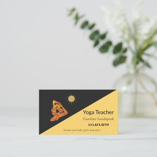 Yoga Lehrer Impressionismus Malt Multi-Gelb Visitenkarte (Stehend Vorderseite)