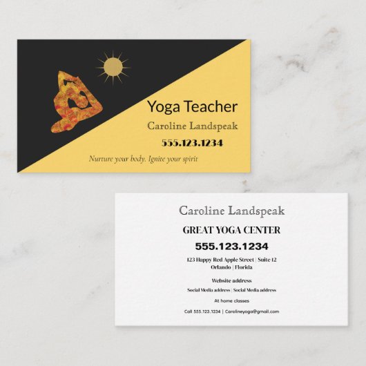 Yoga Lehrer Impressionismus Malt Multi-Gelb Visitenkarte (Vorne/Hinten)