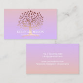 Yoga-Lehrer-Leben-Baum-nobles Lila u. rosa Visitenkarte (Vorne/Hinten)