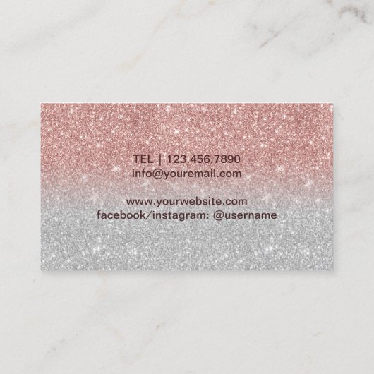 Yoga-Lehrer-Leben-Baum-Rosen-Goldsilber Ombre Visitenkarte (Rückseite)