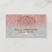 Yoga-Lehrer-Leben-Baum-Rosen-Goldsilber Ombre Visitenkarte (Vorderseite)