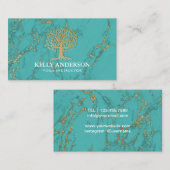 Yoga-Lehrer-Leben-Trainer-Goldbaum-Türkis Visitenkarte (Vorne/Hinten)