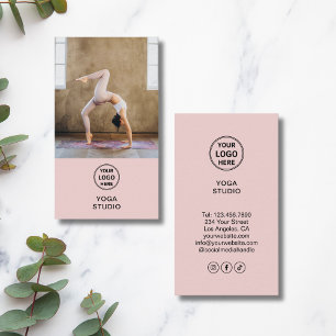 Yoga-Lehrer-Lehrer-Logo-Foto Rosa Visitenkarte