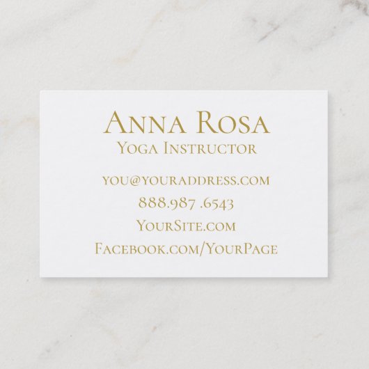 *~* Yoga-Lehrer-Lehrer-modernes weißes Gold Visitenkarte (Rückseite)