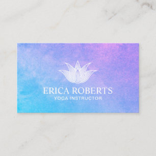 Yoga-Lehrer-Lotos-Blumeeleganter Watercolor Visitenkarte