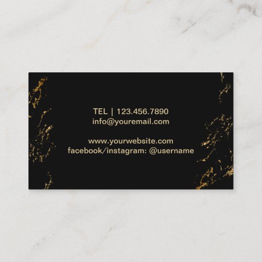 Yoga-Lehrer-Lotos-Blumemandala-Schwarzes u. Gold Visitenkarte (Rückseite)