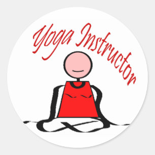 Yoga-Lehrer---Lotos-Positions-Strichmännchen Runder Aufkleber