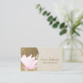 Yoga-Lehrer-Lotus-Goldanschlag-elegantes Leinen Visitenkarte (Stehend Vorderseite)