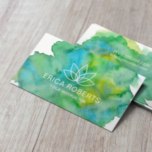 Yoga-Lehrer-Lotusblumenlogo-Aquarell Visitenkarte