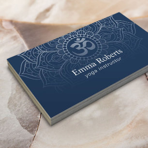 Yoga-Lehrer Mandala Om Zeichen Elegantes Navy Blau Visitenkarte