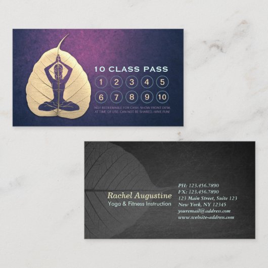 YOGA Lehrer Meditation Pose Bodhi Leaf Class Pass Treuekarte (Vorne/Hinten)
