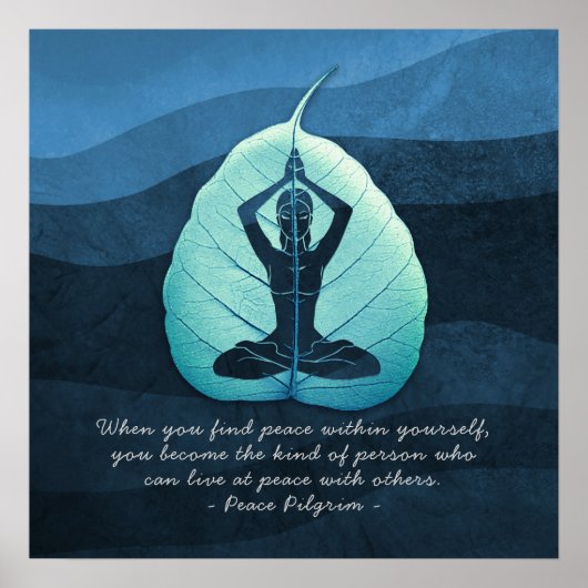 Yoga Lehrer Meditation Pose Bodhi Leaf Cut Quotes Poster (Vorne)