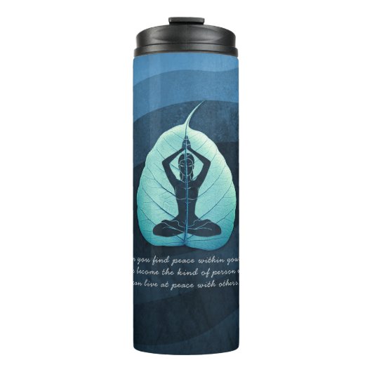 Yoga Lehrer Meditation Pose Bodhi Leaf Cut Quotes Thermosbecher (Vorderseite)