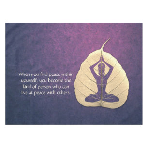 Yoga Lehrer Meditation Pose Bodhi Leaf Cut Quotes Tischdecke