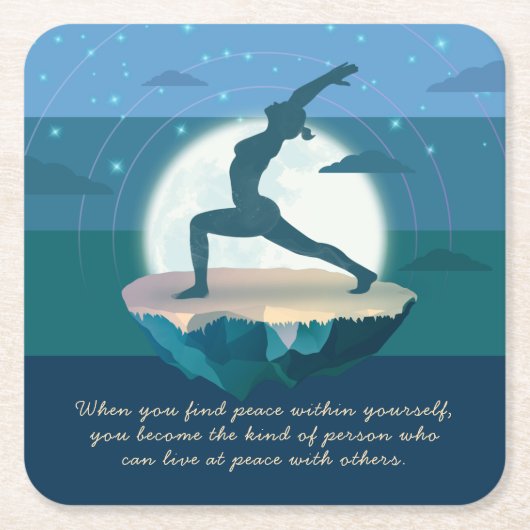Yoga Lehrer Meditation Pose Floating Island Quote Rechteckiger Pappuntersetzer (Vorderseite)