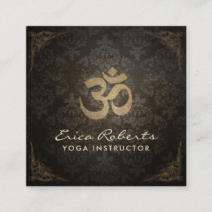 Yoga-Lehrer-Meditations-GoldOm-Zeichen Vintag Quadratische Visitenkarte