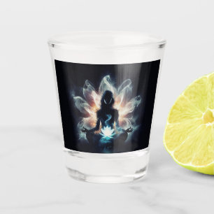 Yoga-Lehrer Meditationspose Leuchtender Nebel Lotu Schnapsglas