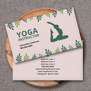Yoga-Lehrer mit grünen Blätter Visitenkarte