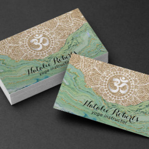 Yoga-Lehrer Modern Mint Gold Achat Mandala Visitenkarte