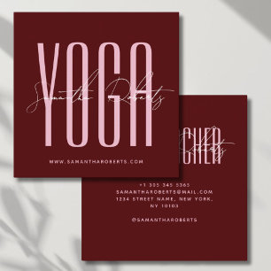 Yoga-Lehrer moderne Typografie Schrift rot Quadratische Visitenkarte