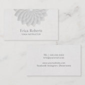 Yoga-Lehrer nobles weißes Lotus mit Blumen Visitenkarte (Vorne/Hinten)