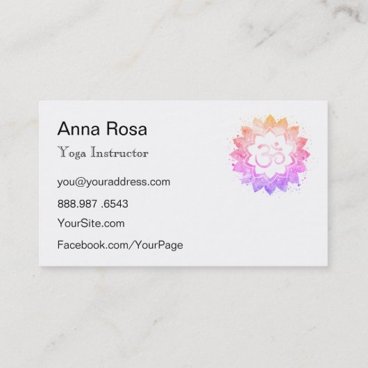 *~* Yoga Lehrer OM Om Instructor Mandala Lotus Visitenkarte (Rückseite)
