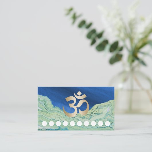 Yoga-Lehrer-OM-Symbol-Türkis u. blaue Loyalität Treuekarte (Stehend Vorderseite)