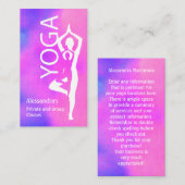 Yoga Lehrer Pink Lila Baumhütte Pose Visitenkarte (Vorne/Hinten)