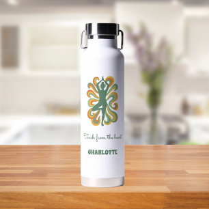 Yoga-Lehrer Retro-Swirls Namenszitat Trinkflasche