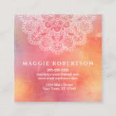 Yoga-Lehrer-Rosa-Aquarell-Mandala Quadratische Visitenkarte (Rückseite)