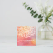 Yoga-Lehrer-Rosa-Aquarell-Mandala Quadratische Visitenkarte (Stehend Vorderseite)