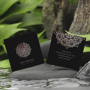 Yoga-Lehrer Rose Gold Glitter Mandala Quadratische Visitenkarte