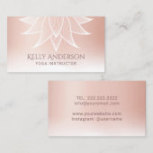 Yoga-Lehrer-Rosen-Goldlotos-mit Blumenelegantes Visitenkarte (Vorne/Hinten)